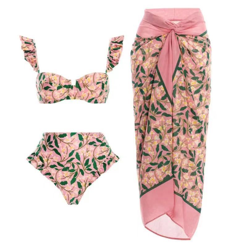 Three Piece Set Bikini Sexy Bikini Split Swimsuit Women Chiffon Dress Swimsuit Outfit BeautyLady