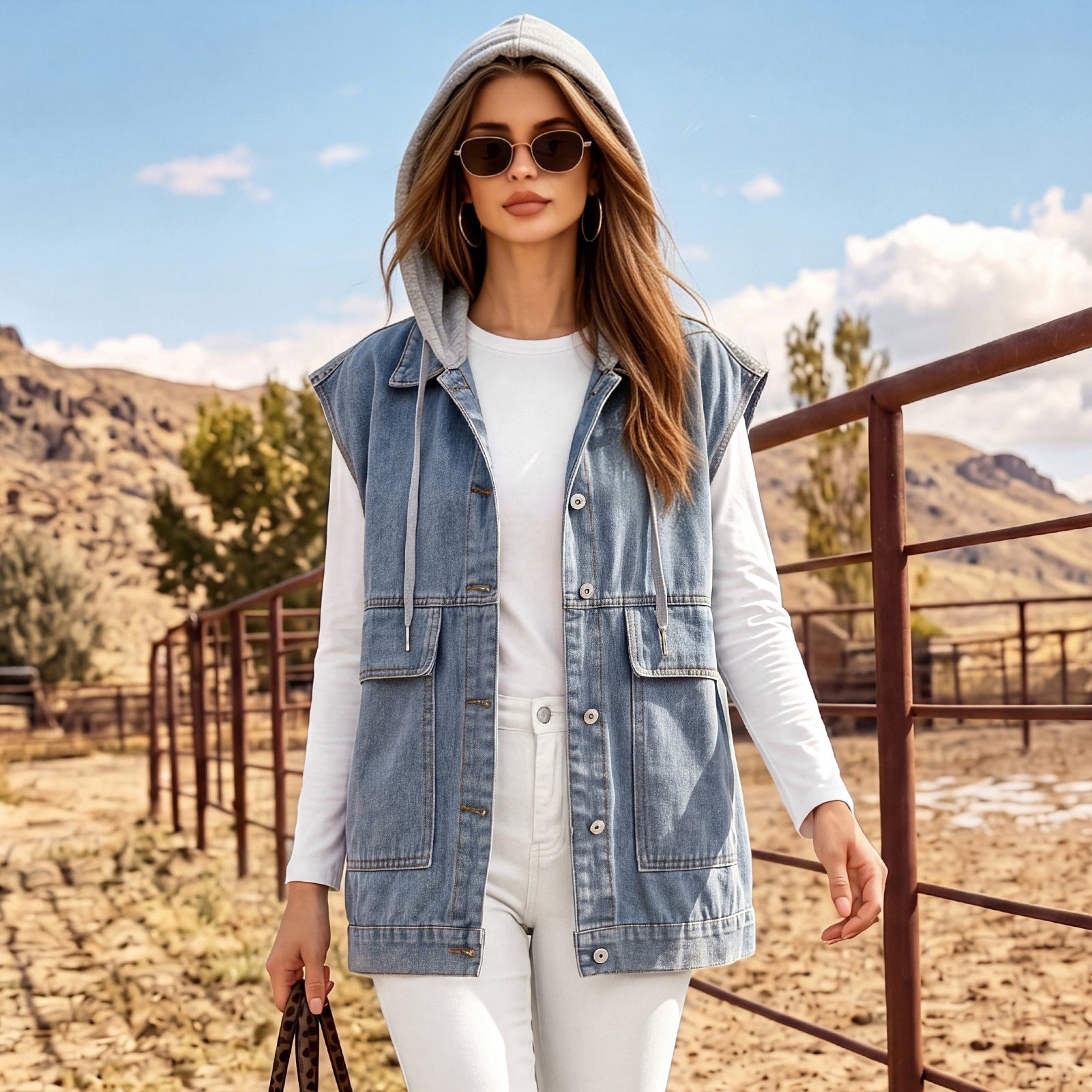 Blue Hooded Detachable