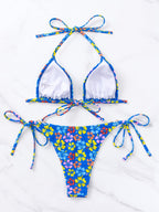 Bikini Triangle Cup Lace up Sexy Halter Bikini Swimsuit Swimwear Tie WithWind