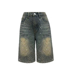 Rhinestone Wide Leg Jeans for Women Spring Autumn Design Trendy Do the Old Cowboy Sexy Middle Pants for Women ShineQuill