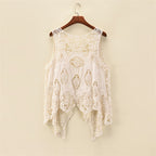 Women Summer Coat Thin Coat Sleeveless Lace Cardigan All Match Shawl Beachwear Sun Protection Clothing Women Hollow Out Cutout Shirt YTCYZ