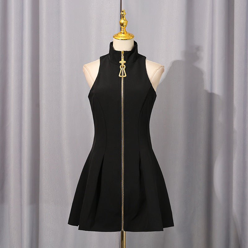 Sexy Graceful Vest Short Dress Autumn Niche Design Solid Color Dress Women OFMY