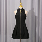Sexy Graceful Vest Short Dress Autumn Niche Design Solid Color Dress Women OFMY