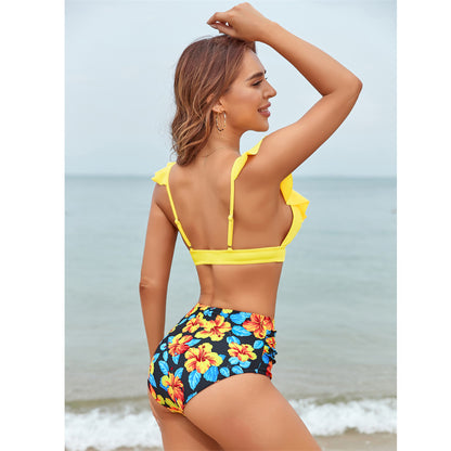 Bikini de cintura alta para mujer, traje de baño sexy con vuelo.