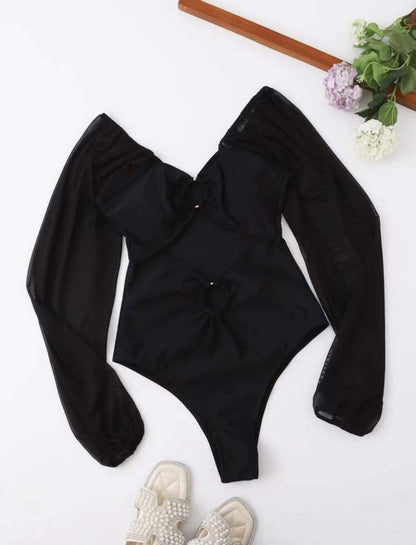 Traje de baño de una pieza pequeño con mangas de bikini