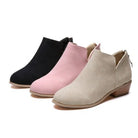 Plus Size Thick Heel Thin Ankle Boots Women Solid Color Pointed Toe Back Zipper Low Heel Shoes ZUIMEI