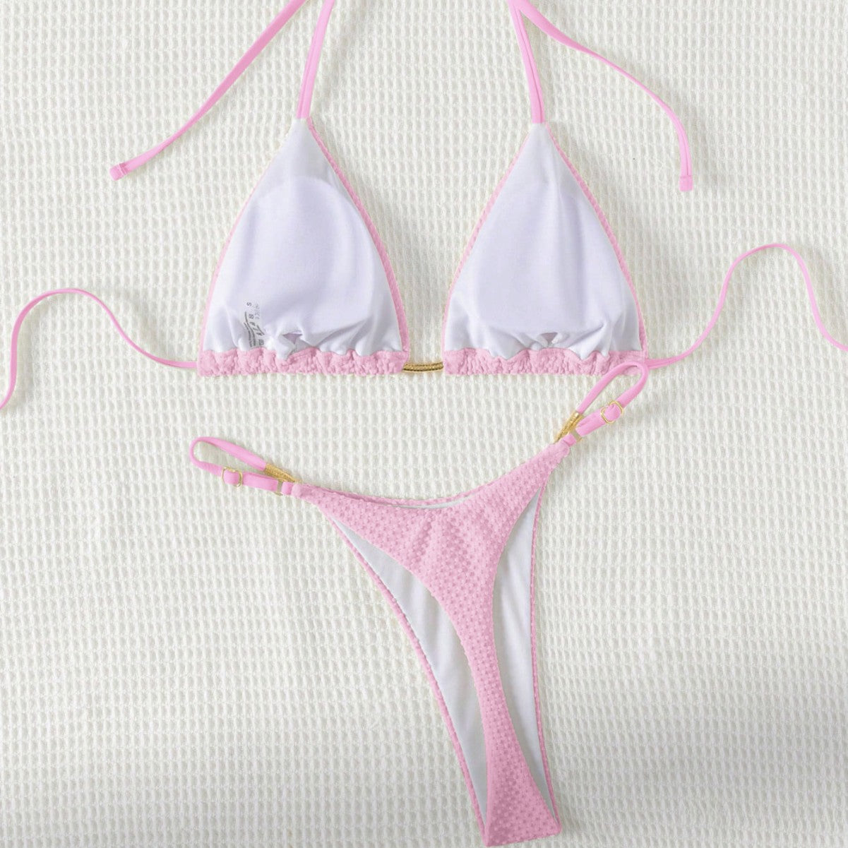 Swimsuit Solid Color Bikini Lace up Sexy Bikini Women Adjustable Split Swimsuit
