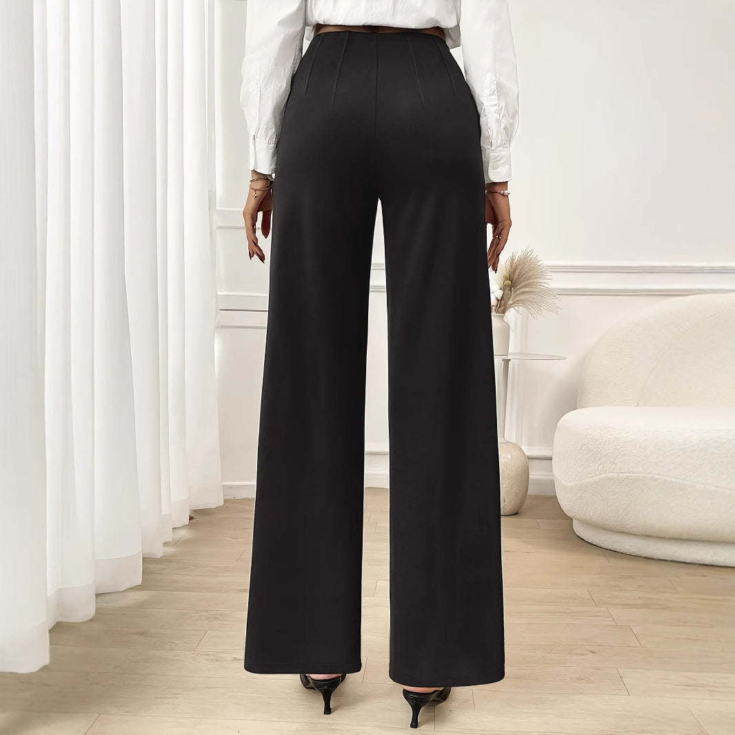 Trousers Office Stretch Work Pant Office Women Wide Legged Pants High Waist Straight Rogan