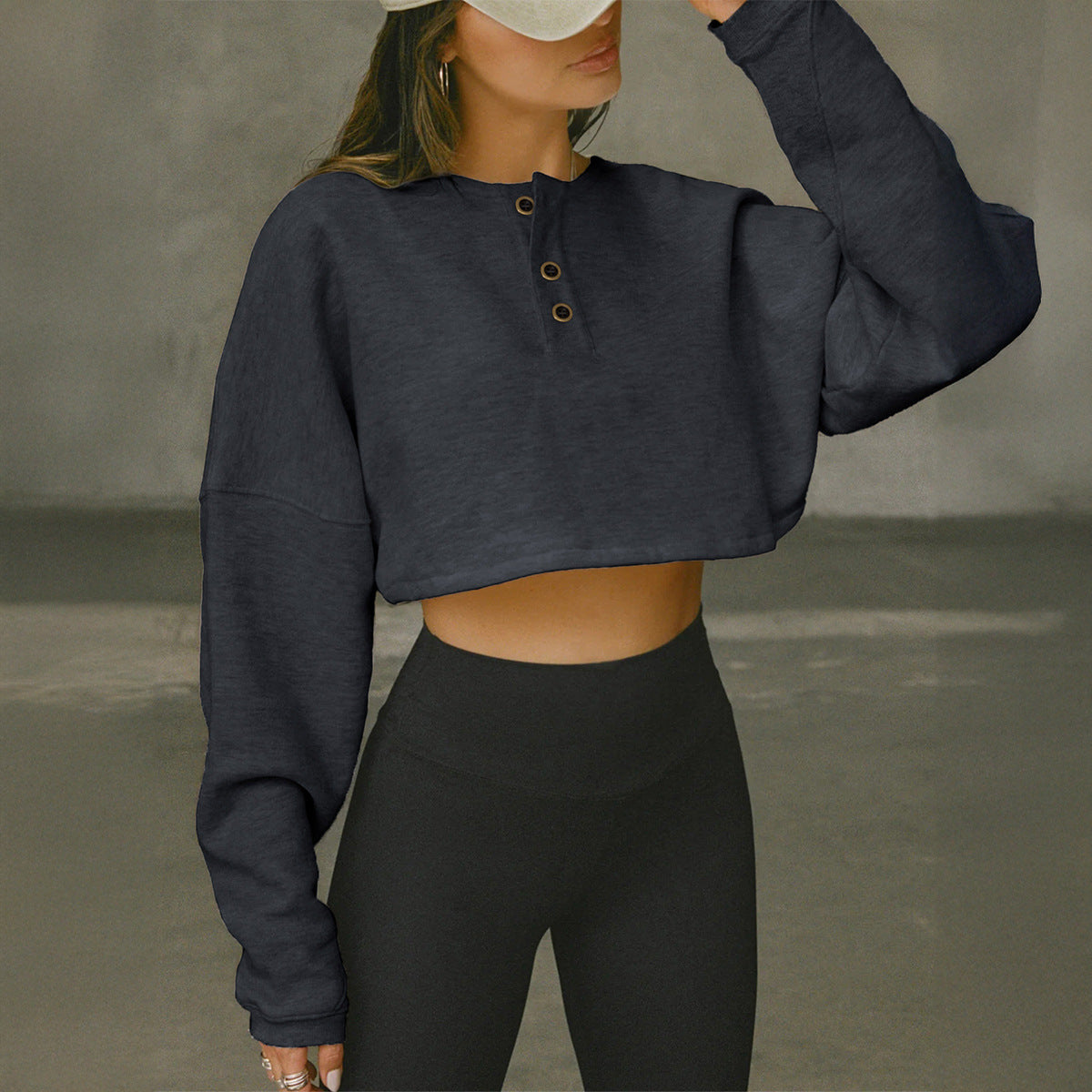 Solid Color Long Sleeve Button Women Clothing Autumn Winter