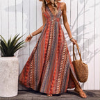 Summer Women V neck Split Sleeveless Dress KaYu