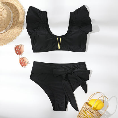 Nuevo traje de baño de una pieza Bikini con volantes Traje de baño sexy Traje de baño estampado Bikini sexy