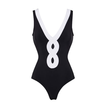 Black V-neck Swimsuit