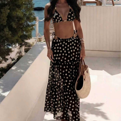 Black White Dot Sexy Swimsuit Slimming Suit Women Dress Beach Swimsuit Three Piece Set OLam
