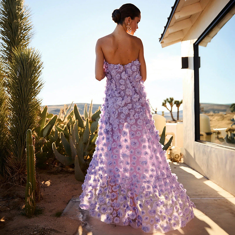 Fresh Sweet Floral Vacation Tube Top Dress Summer Elegant Dress Women Sailfish
