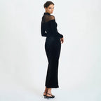 Robe moulante sexy unie en voile transparent pour l'automne et l'hiver