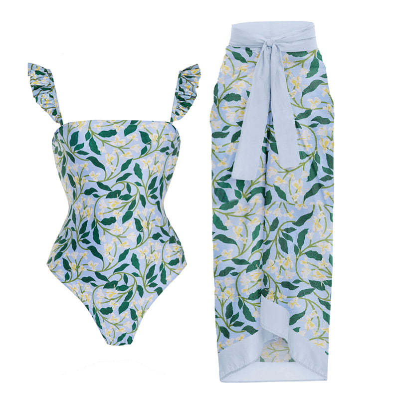 Maillot de bain une pièce Flying Edge pour femme, style rétro européen et français, amincissant, couvrant le ventre, robe de plage en mousseline