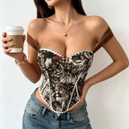 Women Clothing Niche Retro French Jacquard Court Corset Boning Corset Bra Vest Bandeau Sling SaturdayNight