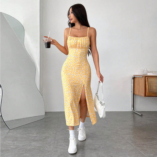 Women Clothing Fresh Sweet Spring Summer Younger Floral Midi Dress
