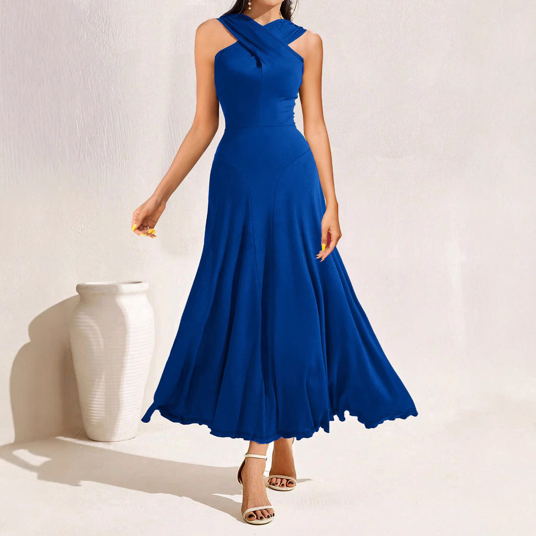 Spring Summer Sexy Girls Cross Chest Cover Women Dress Qube