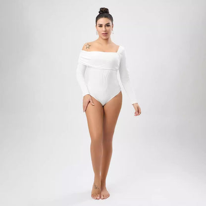 White Outerwear Jumpsuit Women Design Single Shoulder Top Women Autumn