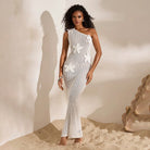 Solid Color Sexy Floating Floral Slim Beach Cover up Bikini Swimsuit Beach Dress Women Mangar
