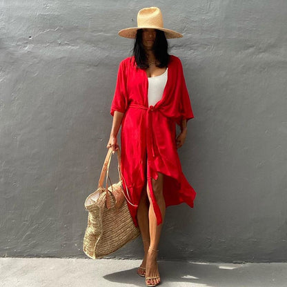 Popular Rayon Multi Color Beach Blouse Loose Cardigan Holiday Sun Protection Blouse after All Blouse