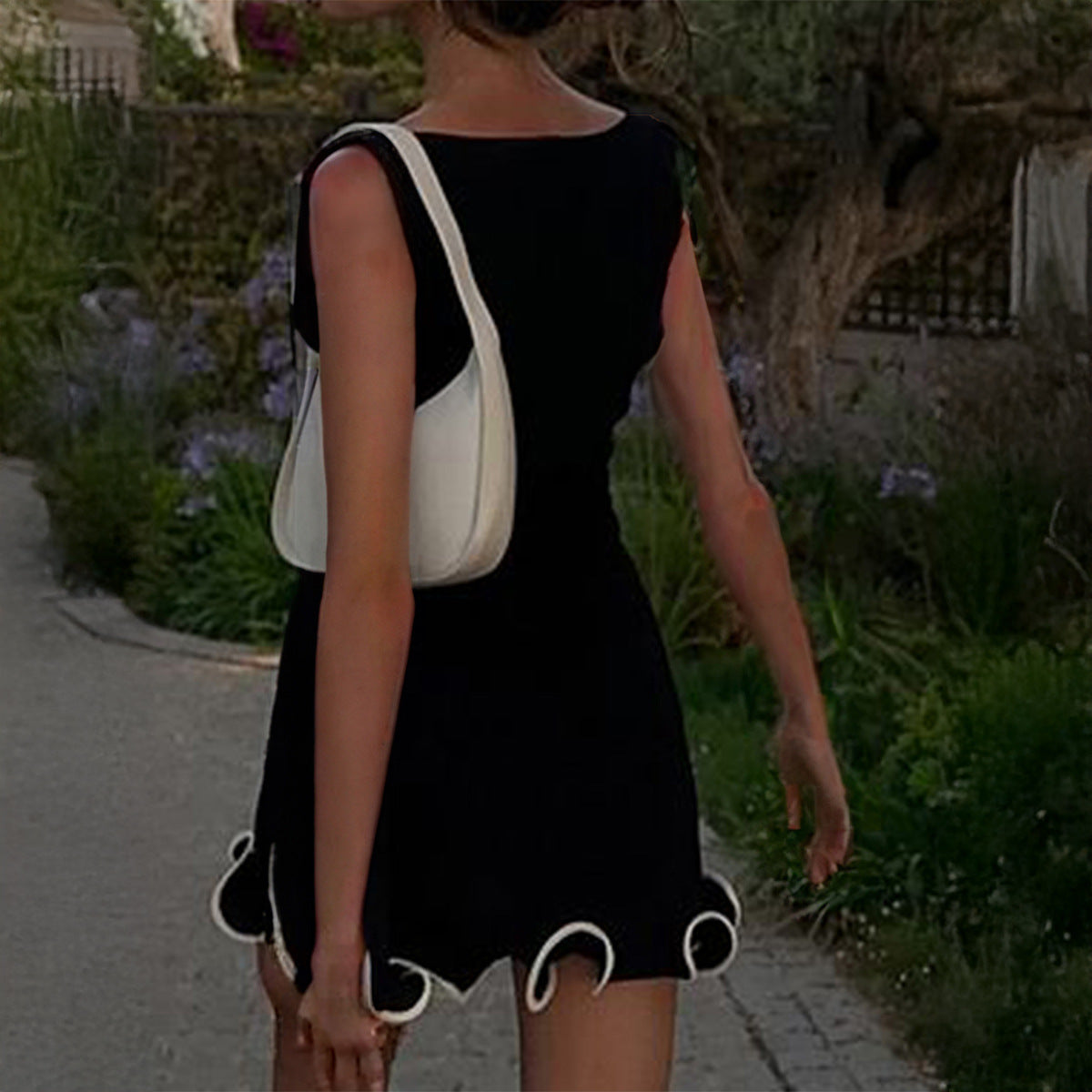 Spring Summer Elegant Lady Sleeveless Woolen Dress Dinner Dress Women Clothing CKK
