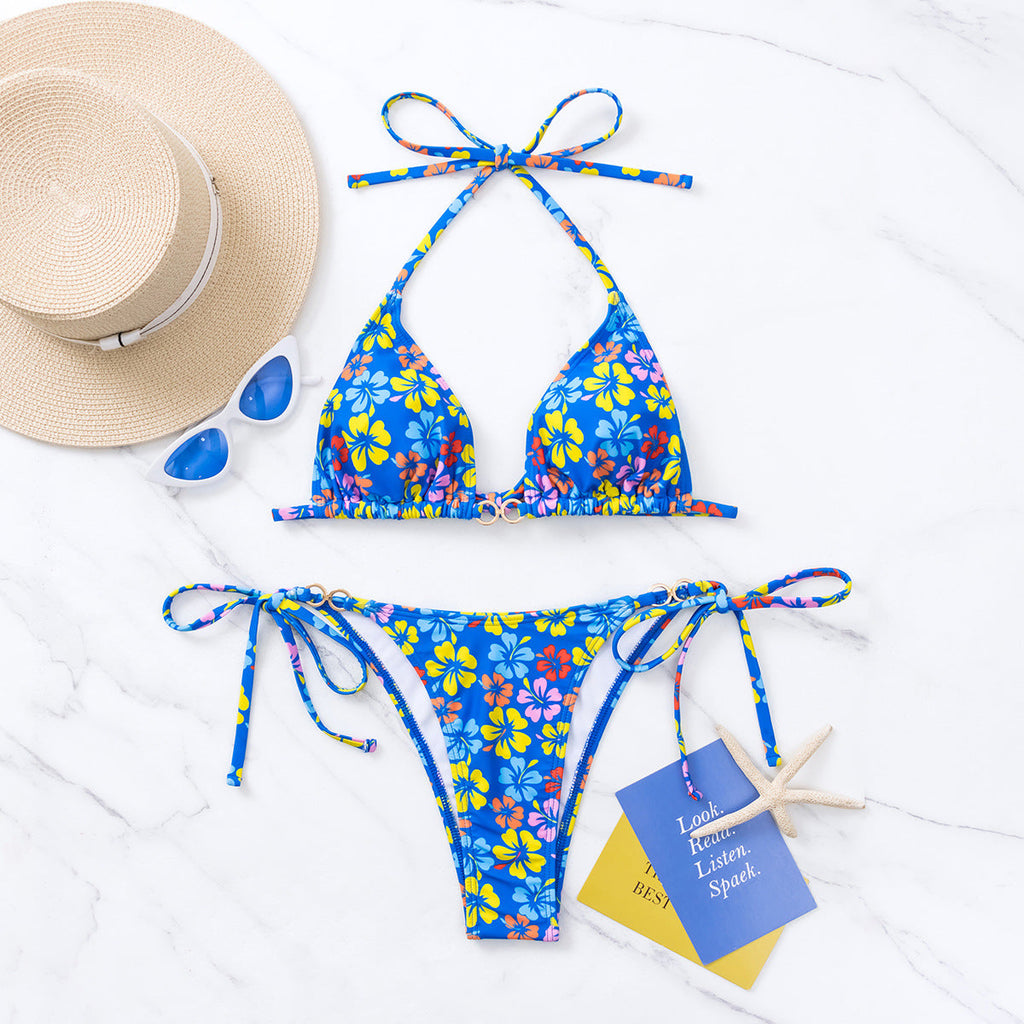 Bikini Triangle Cup Lace up Sexy Halter Bikini Swimsuit Swimwear Tie WithWind