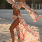 Sexy Floral Lace up Beach Skirt Set Arrival Lace Dress