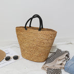 Large Capacity Straw Bag All Match Simple Portable Natural Grass Hand Woven Bag Women Vacation Beach Bag EaseWoven
