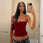 Summer Sexy Lace Spaghetti Strap Top Skinny Short Tube Top Sexy Basic All Matching Vest LingSharp