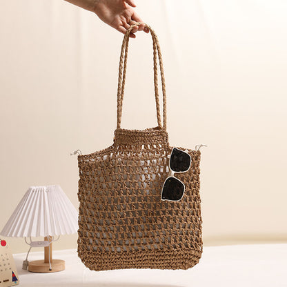 Bolso de paja con un solo hombro, hueco y recortado, diseño de interés especial, bolso de paja tejido, bolso de playa para vacaciones, bolso de mujer 