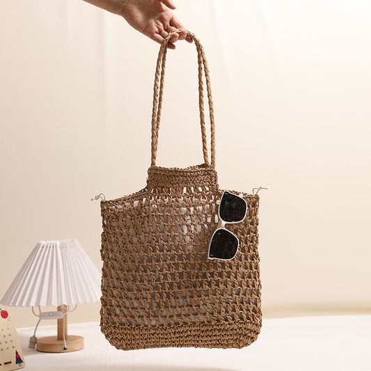 Bolso de paja con un solo hombro, hueco y recortado, diseño de interés especial, bolso de paja tejido, bolso de playa para vacaciones, bolso de mujer 