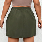 Plus Size Women Clothes Autumn Winter Street Elastic Waist A line Skirt Yido