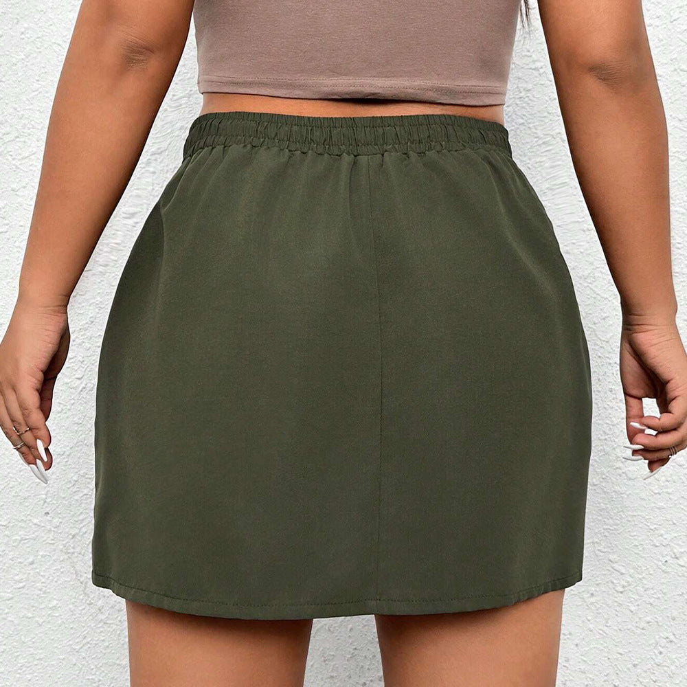 Plus Size Women Clothes Autumn Winter Street Elastic Waist A line Skirt Yido