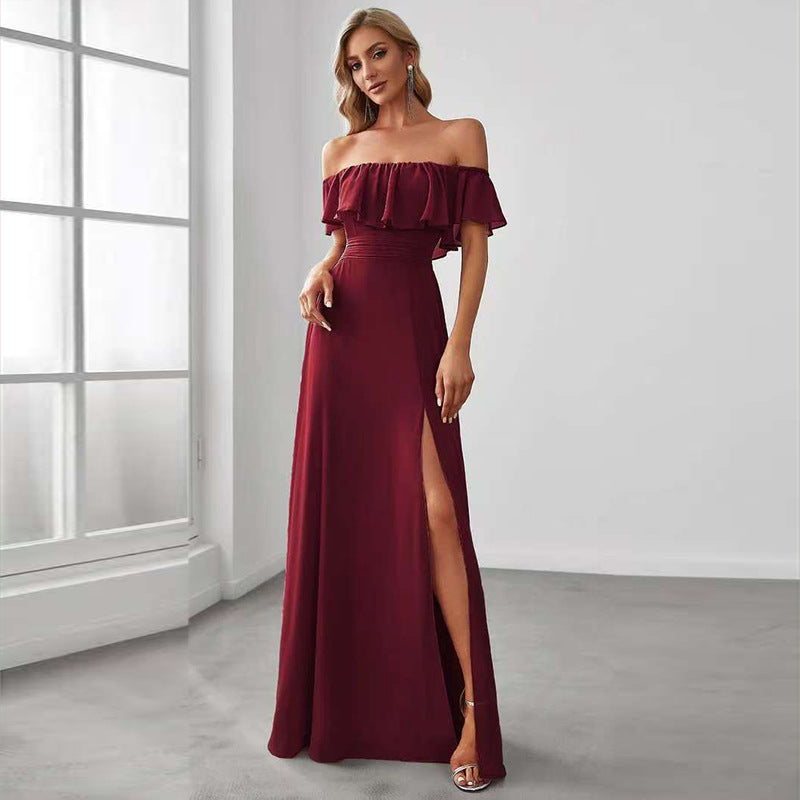 Chiffon Popular Split Cocktail Dress Summer Dress Women Clothing CHARM