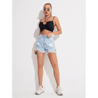 High Waist Slimming Lace-up Denim Shorts Women Summer Slim Fit Slim Fit Pants STYLEBOBON