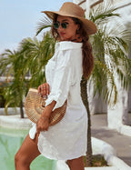 Vestido de mujer con encaje asimétrico irregular de jacquard y blusa