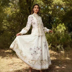 Long Sleeve Painted Skirt Set Spring Court Waist Slimming Printed Two Piece Sets Women Sailfish