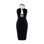 Sexy Hollow Out Cutout-out Halter Dress Women Summer Seaside Beach Backless Slit Slim Fit Niche Sexy Dress Yiskiss