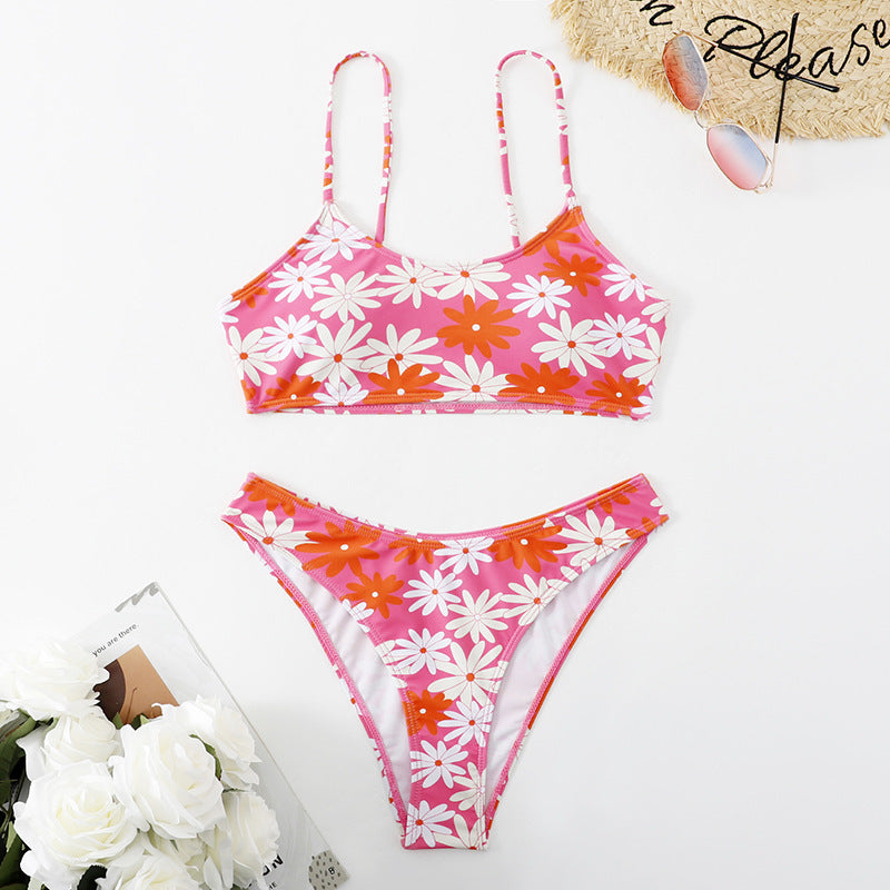 Traje de baño sexy estampado ajustado dividido bikini traje de baño mujeres bikini