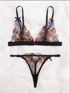 Ensemble bikini trois points en dentelle translucide et lingerie sexy