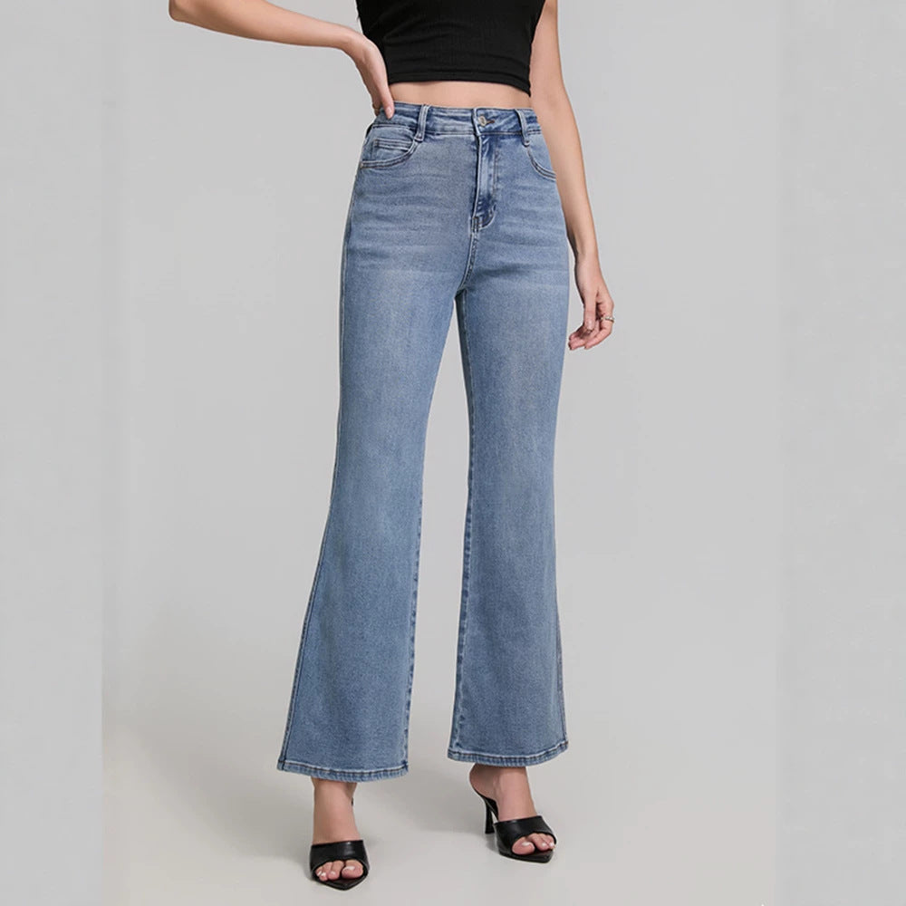 Fashionable All Match High Elastic Blue Jeans for Women Summer Slimming High Rise Women Casual Pants JinRen