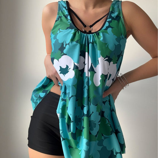 Traje de baño de dos piezas con estampado floral para mujer