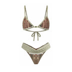 Lace up Lace Ruffled Three Point Bikini One Piece Skirt Outfit Sexy Bikini Thunder