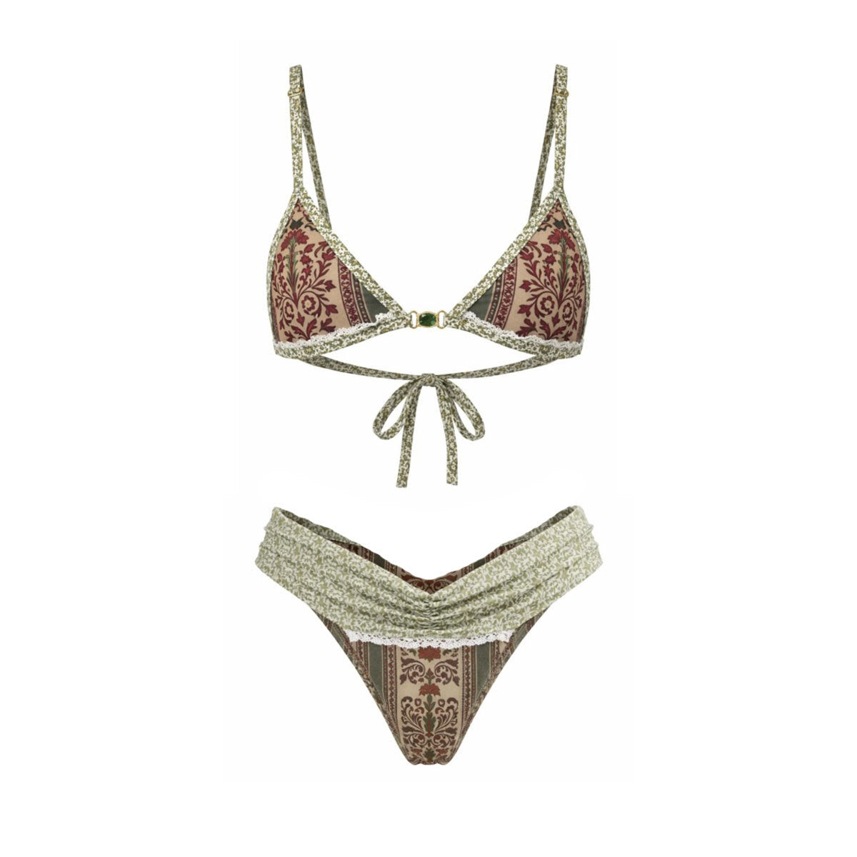 Lace up Lace Ruffled Three Point Bikini One Piece Skirt Outfit Sexy Bikini Thunder