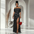 Women Wear Polka Dot Split Cocktail Holiday Sheath Dress Miss Siss