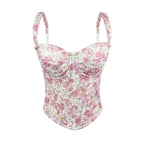 Sweet Floral Boning Corset Corset Embroidery Figure Flattering Camisole Summer Fresh Tube Top Tops Outerwear Poly Kanuner