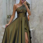 Spring Summer Women Clothing Diagonal Collar Strapless High Waist Irregular Asymmetric Dress Dress for Women KAIXUAN
