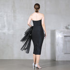 Bandage One Piece Dress Summer Elegant Slim Fit Sexy High Waist Dinner Dress Tube Top Tulle Dress Locket